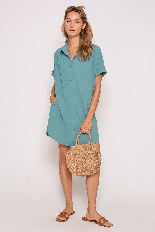 SOLD OUT- Lara Button Pocket Dress (MORE COLORS)