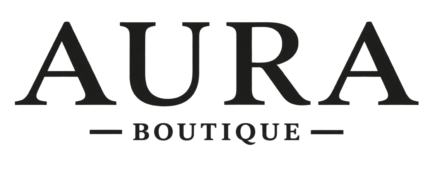 Black serif text reading 'AURA BOUTIQUE' centered on a plain white background.