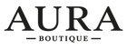 Black serif text reading 'AURA BOUTIQUE' centered on a plain white background.