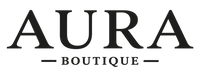 Black serif text reading 'AURA BOUTIQUE' centered on a plain white background.