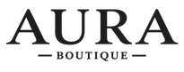 Black serif text reading 'AURA BOUTIQUE' centered on a plain white background.
