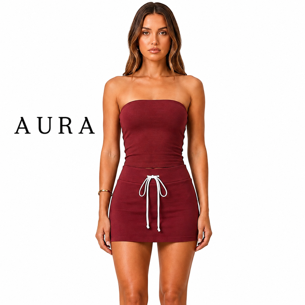 Strapless Burgundy Mini Dress