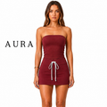 Strapless Burgundy Mini Dress