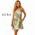 AURA Green Floral Mini Dress