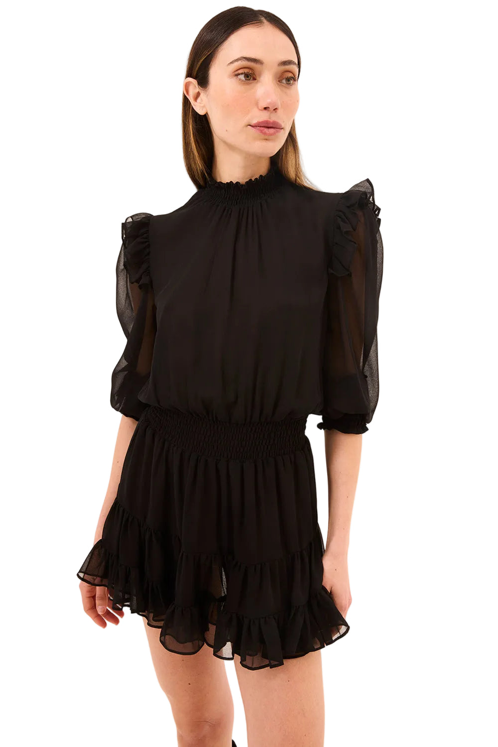 Adeline Smocked Chiffon Mini Dress