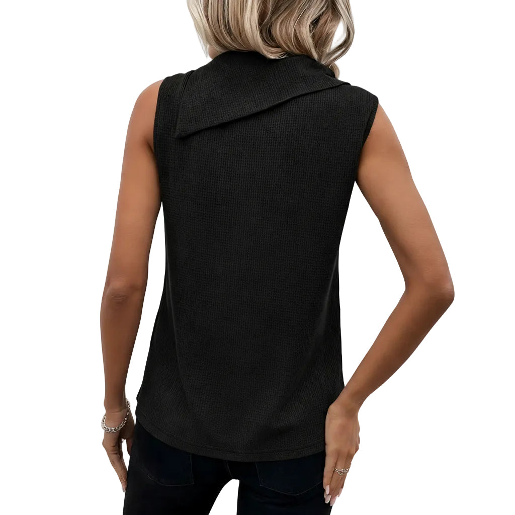 Women's Asymmetrical Cowl Neck Sleeveless Tank Top