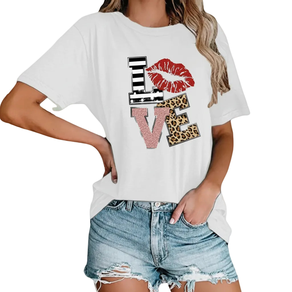 Women's regular sleeve printed cotton T shirt in Black back view